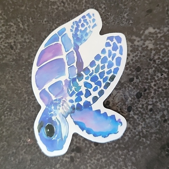 Blue Purple Watercolor Turtle Sticker NEW - Picture 1 of 4